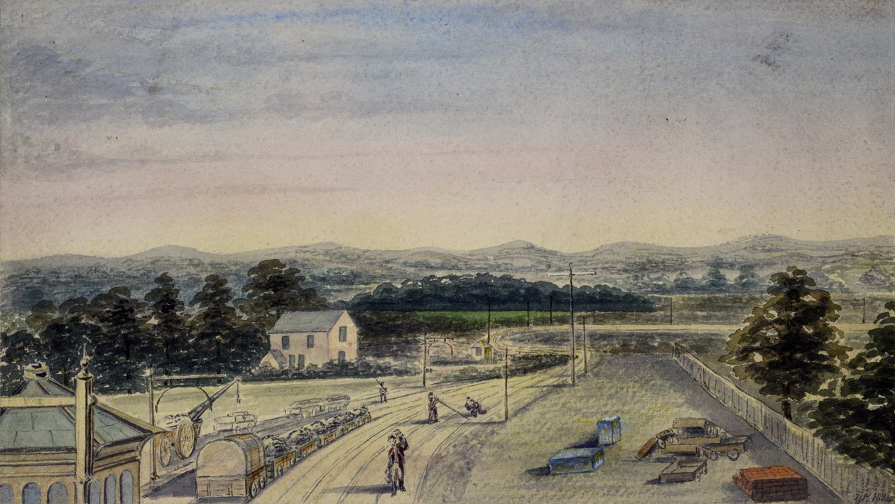 View from bridge at railway station, Lingfield, Surrey looking towards Crowhurst by F. J. P.