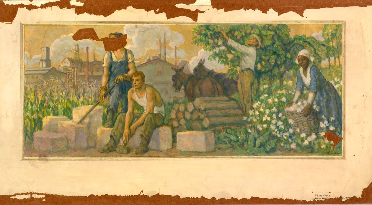 Abundance of Today Mural Study, Clarksville, Tennessee Post Office, ca. 1937-1938 by F. Luis Mora
