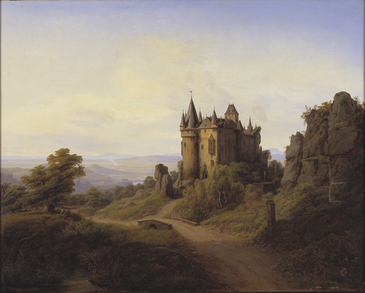 Bürresheim Castle by the Eifel River by F. Sødring