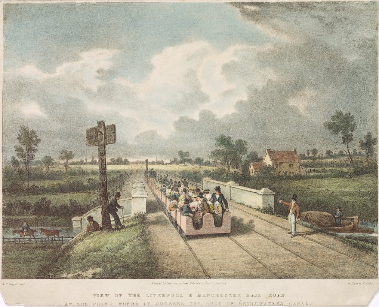 View of the Liverpool & Manchester Rail Road at the Point Where it Crosses the Duke of Bridgewaters Canal by F. after Nicholson