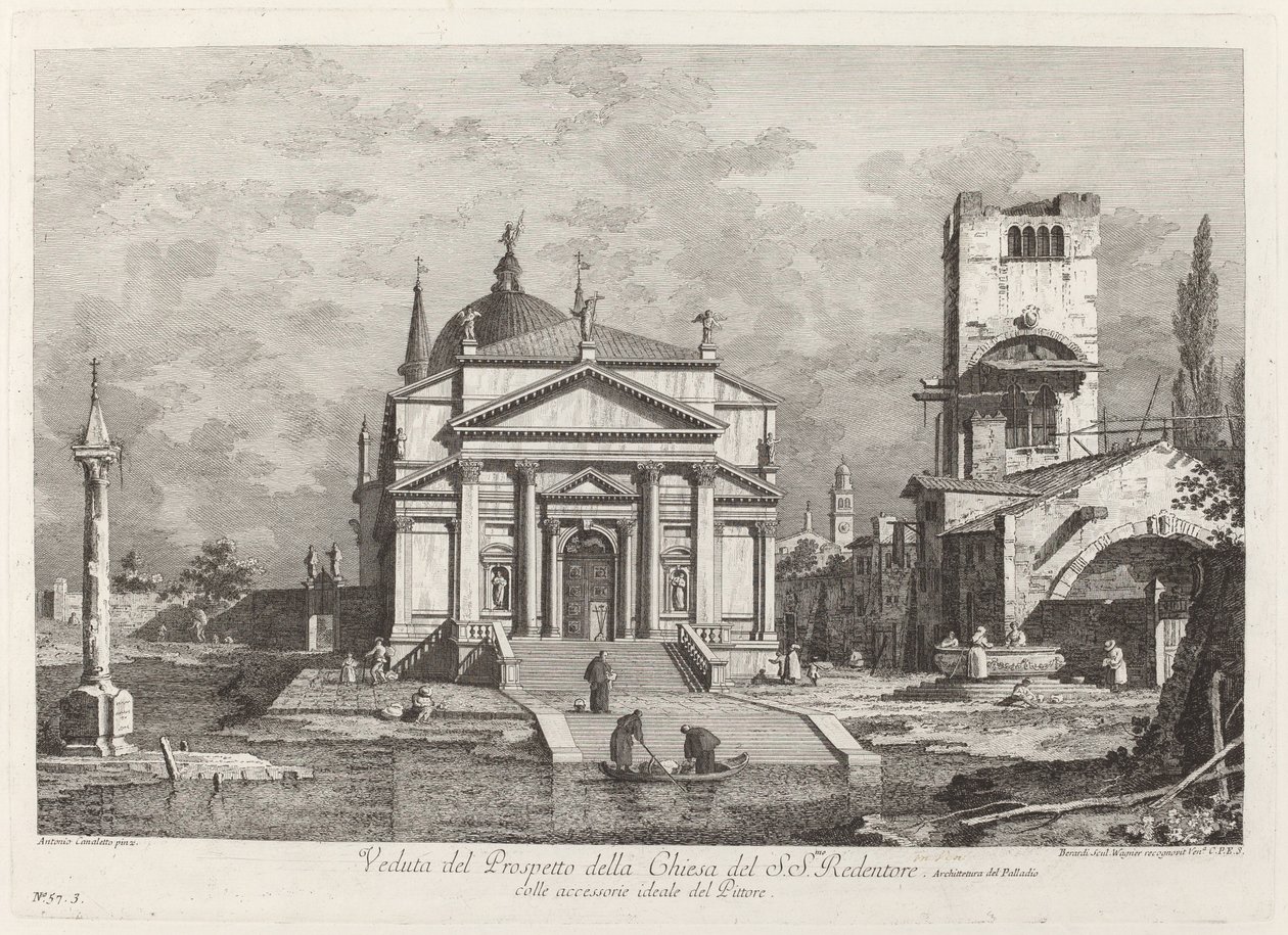 View of the Facade of the Church of the Most Holy Redeemer by Fabio Berardi after Canaletto