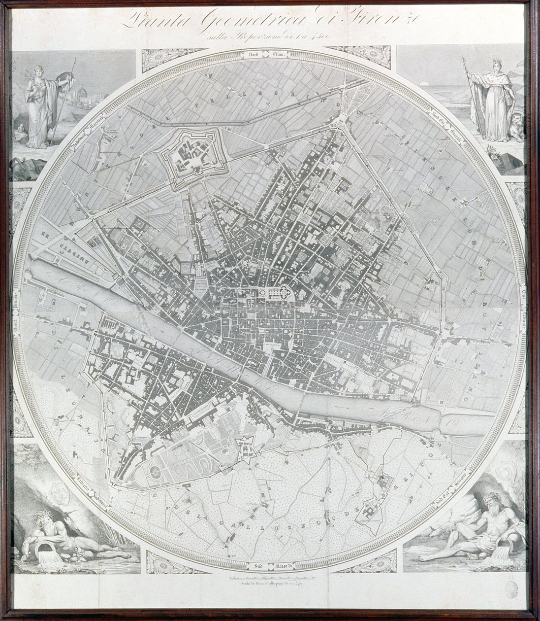 Map of Florence, 1843 and 1866 by Fantozzi