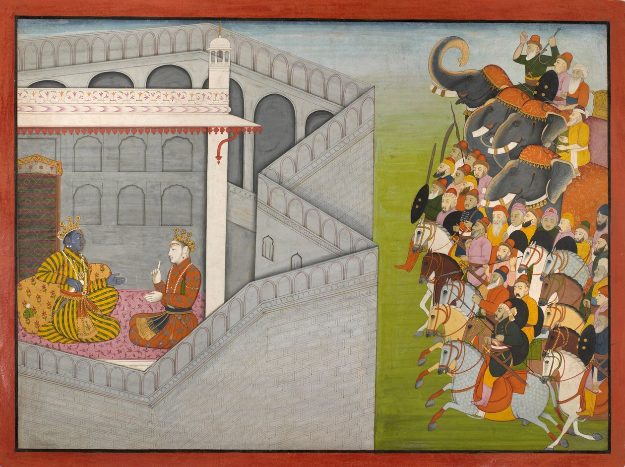 The Siege of Mathura by Jarasandha from the Series Guler-Basholi "Bhagavata Purana" by Fattu