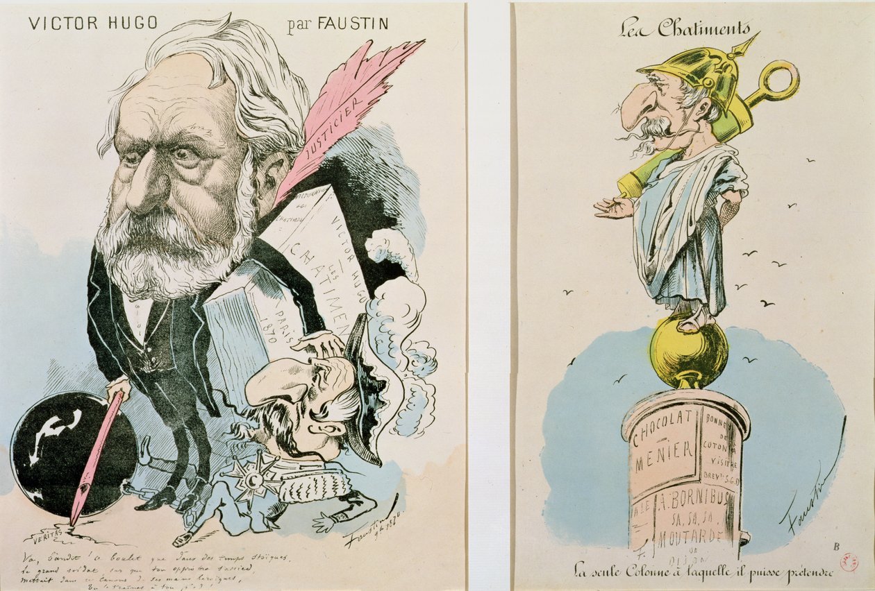 Caricatures of Victor Hugo and Napoleon III, 1870 by Faustin