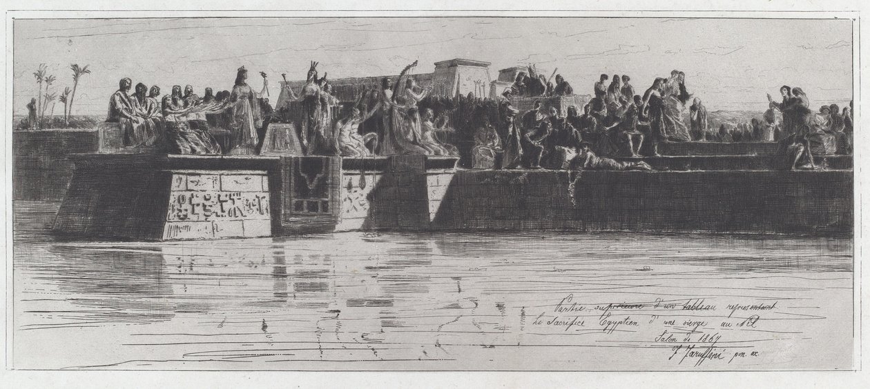 The Upper Part of a Painting Representing the Egyptian Sacrifice of a Virgin to the Nile by Federico Faruffini
