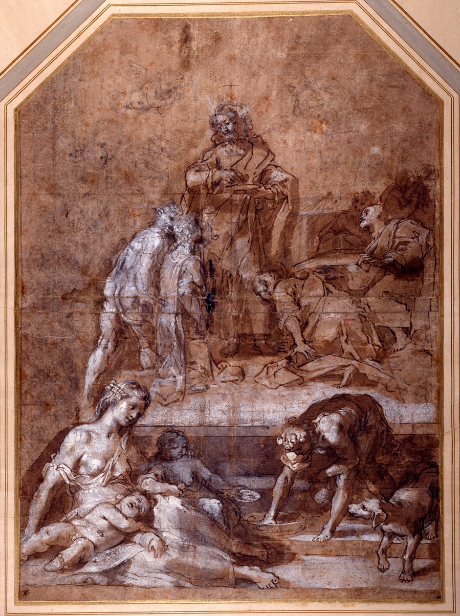 Religious allegory, the gathering of the Manna and the Institution of the Eucharist by Federico Fiori Barocci or Baroccio