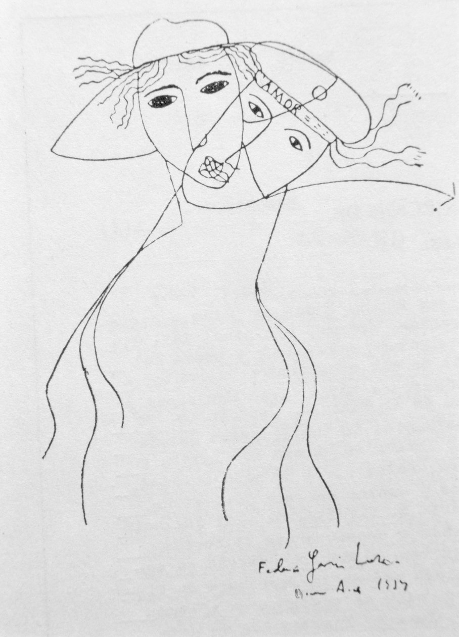 Drawing to Illustrate One of his Own Poems, made in Buenos Aires by Federico Garcia Lorca