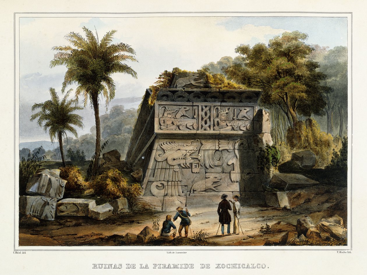 Ruins of the Pyramid of Xochicalco by Federico Mialhe