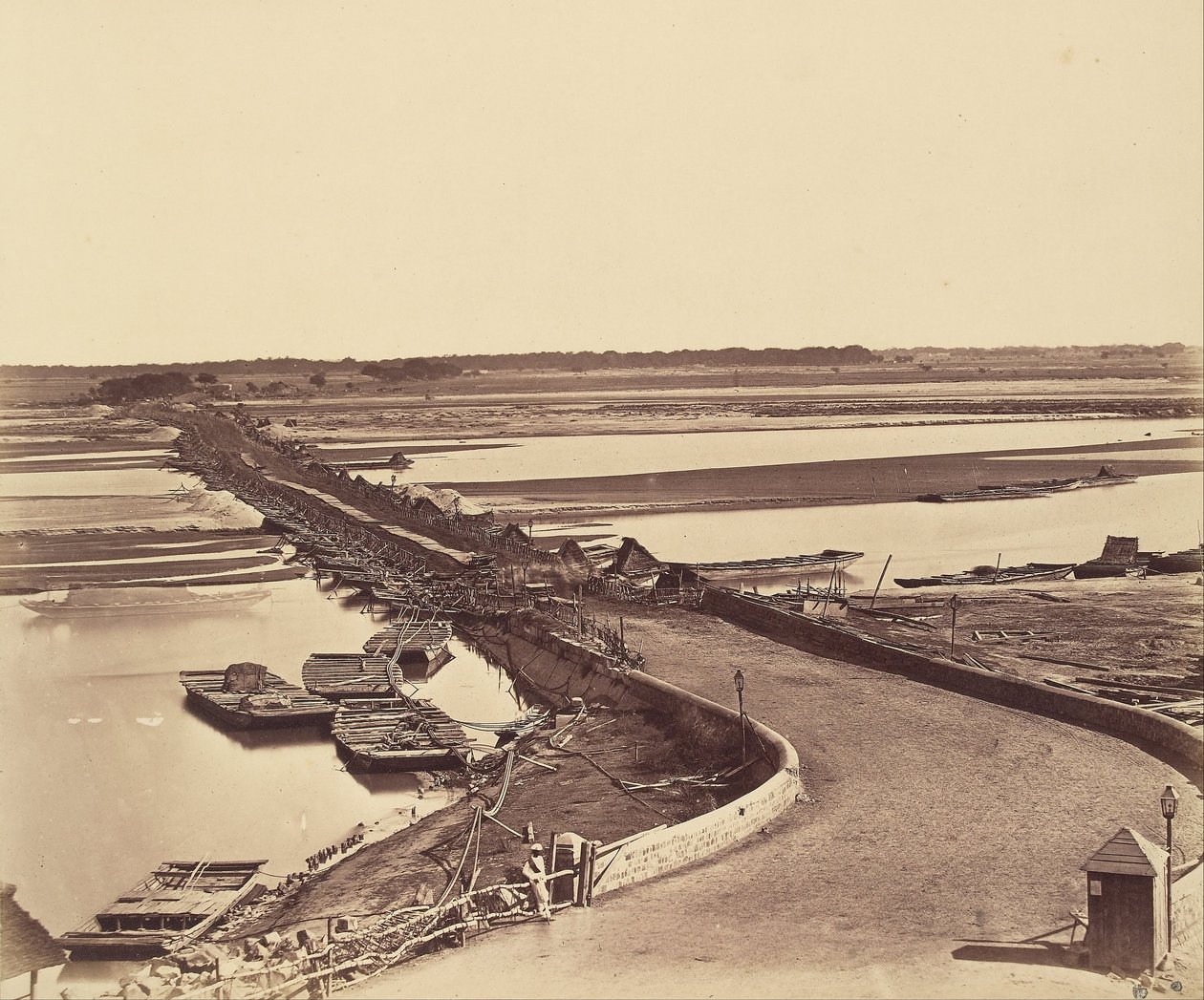 Bridge of Boats over the Jumna, Taken from Lulim Ghur by Felice Beato