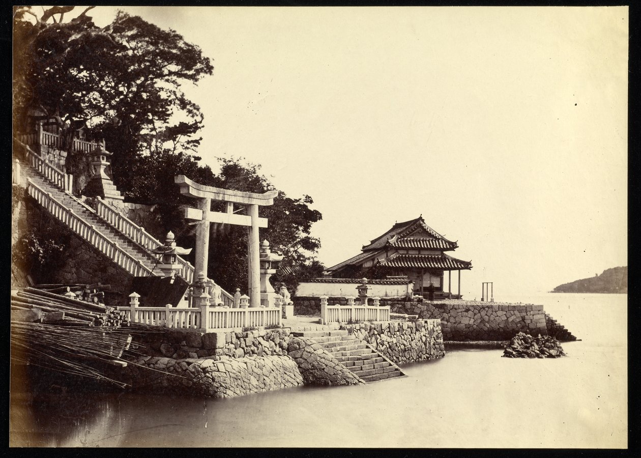Entrance of the Temple of Kami-Hamayou at Shimonoseki by Felice Beato