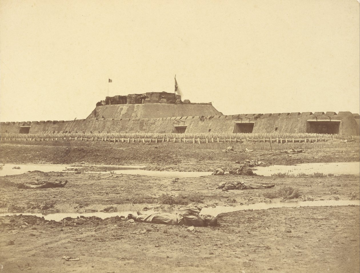 Rear of the North Fort After Its Capture, Showing the Retreat of the Chinese Army by Felice Beato