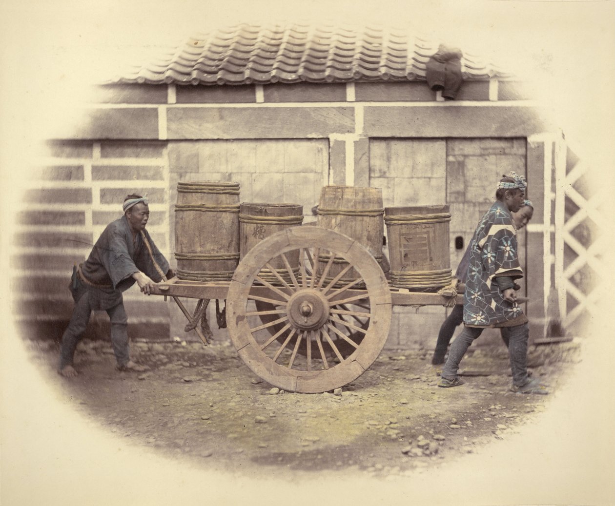 Shariki, or Cart Pushing Coolies by Felice Beato