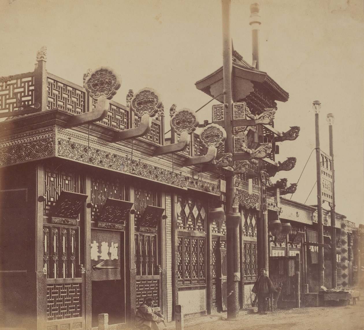 Shops and Street, Chinese City of Peking, October 1860 by Felice Beato