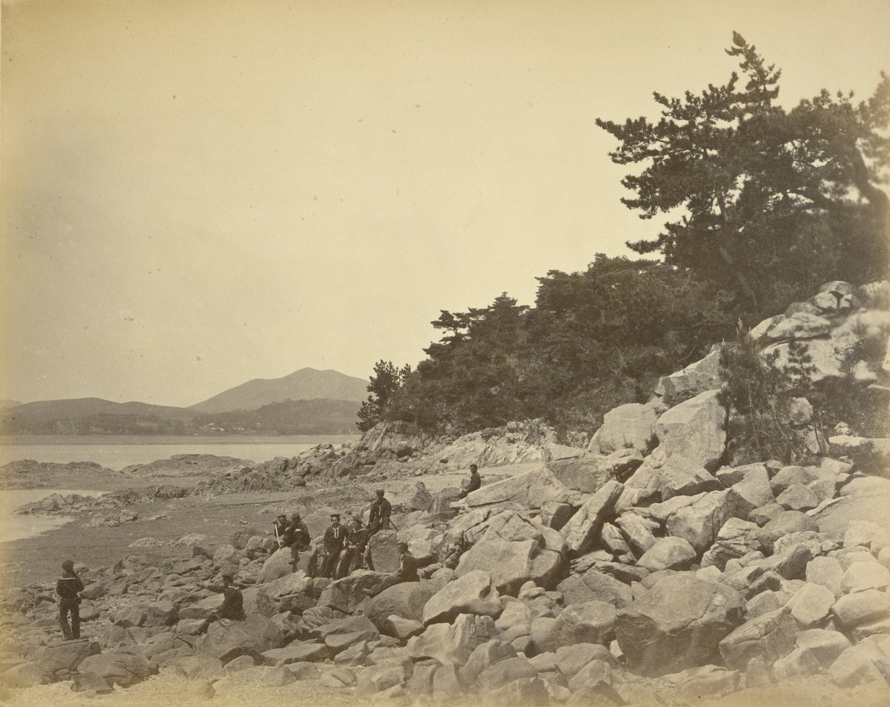 The Island of Boisee. The Anchorage of the US Asiatic Fleet. by Felice Beato