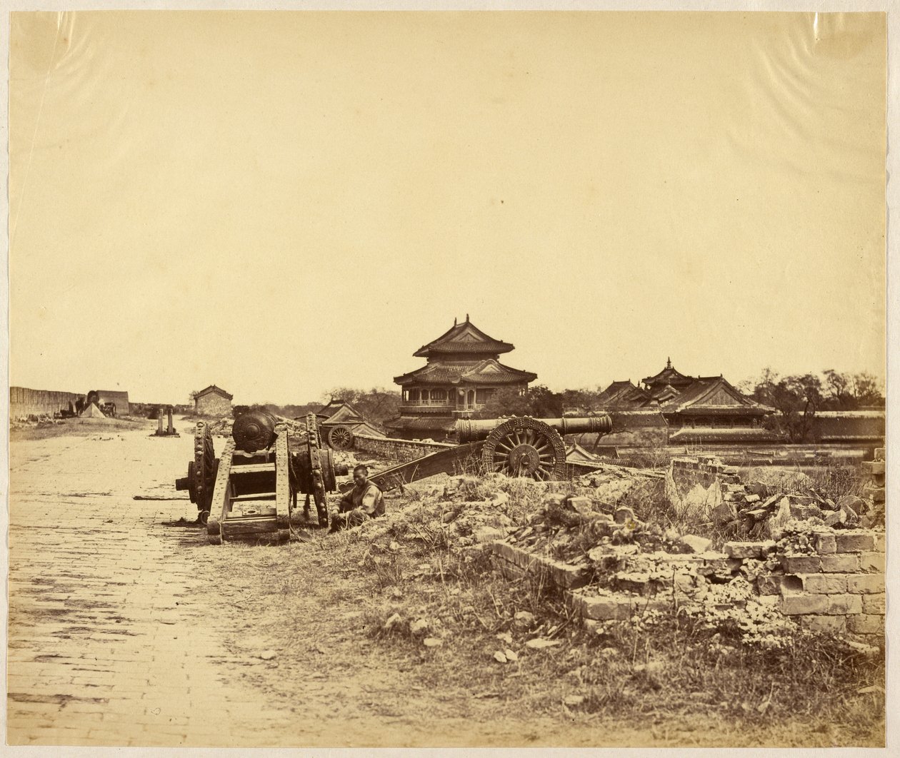 Top of the Wall of Peking Taken Possession of on the 14th October 1860 Showing the Chinese Guns Directed Against Our Batteries by Felice Beato