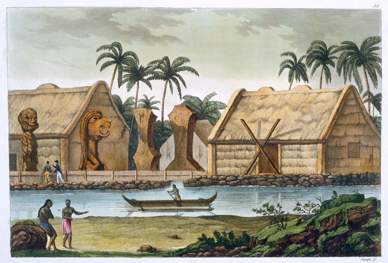 Tomb of Tamahamah at Kaiakakooa, Sandwich Islands, c1820-1839 by Felice Campi