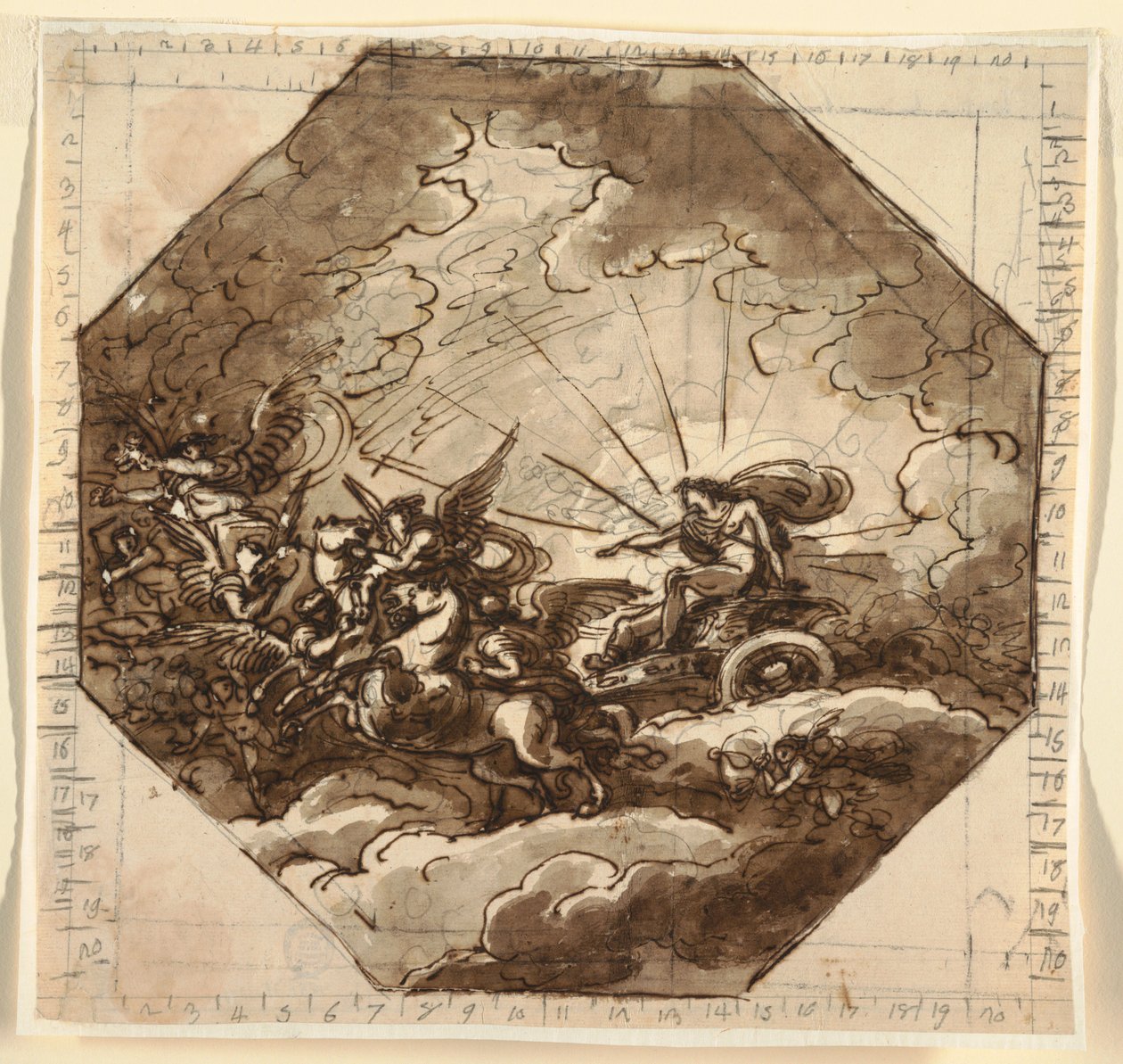 Apollo in His Chariot with Aurora, Sala Ottogonale, Palazzo Milzetti, Faenza by Felice Giani
