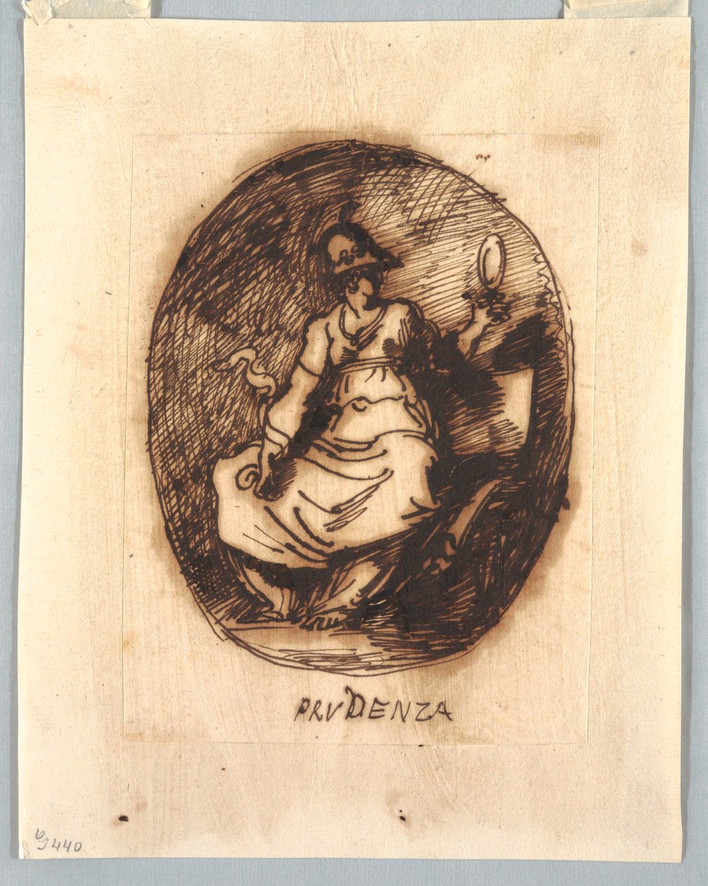 Decorative Project with Prudence in Oval by Felice Giani