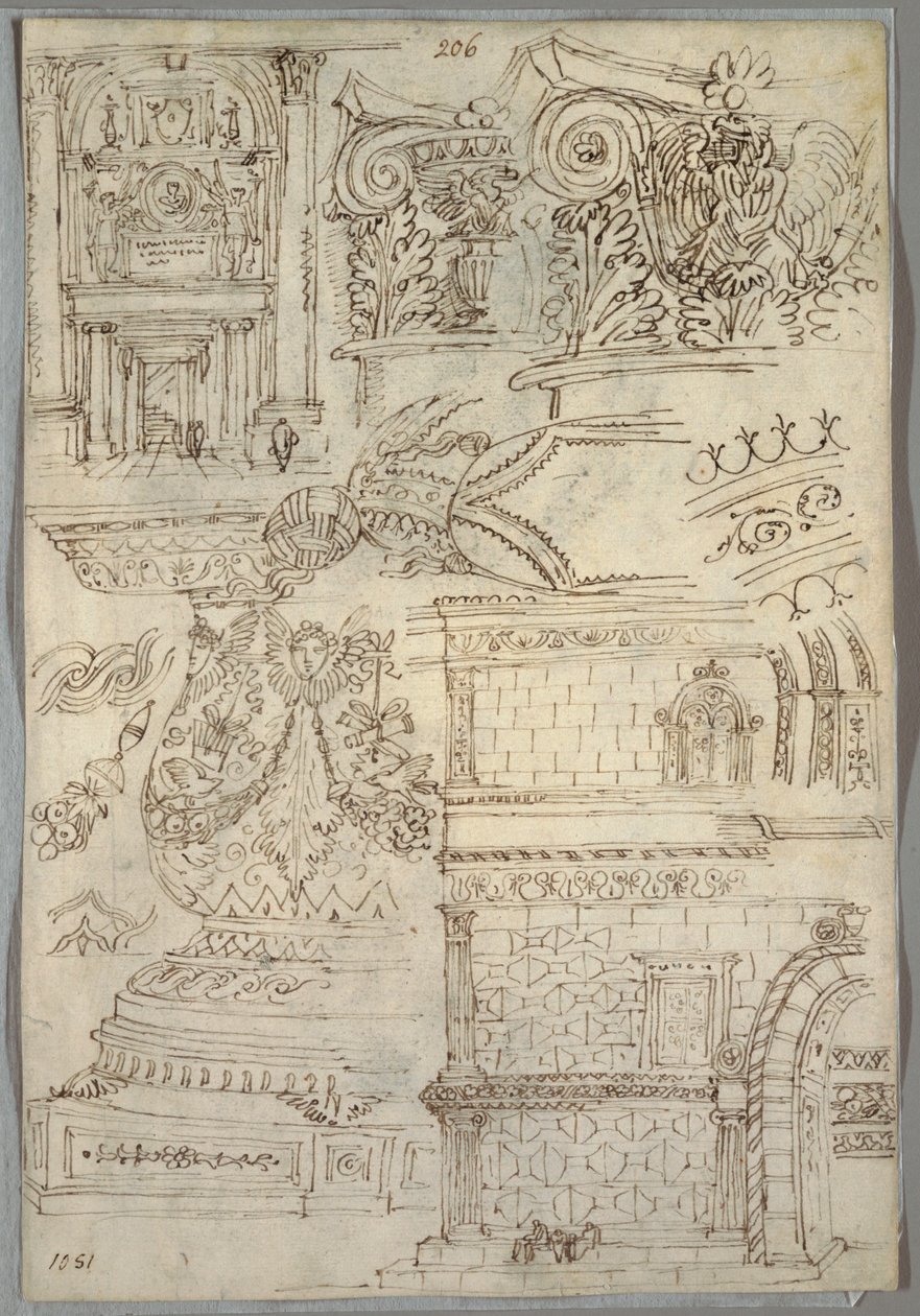 Decorative Study; Verso: Anatomical Study by Felice Giani