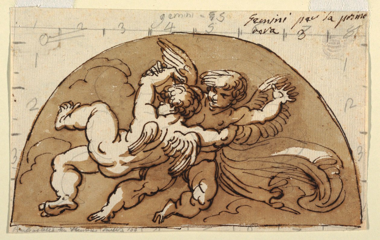 Gemini, Lunette for Ceiling, Sala Ottagonale, Palazzo Milzetti, Faenza by Felice Giani