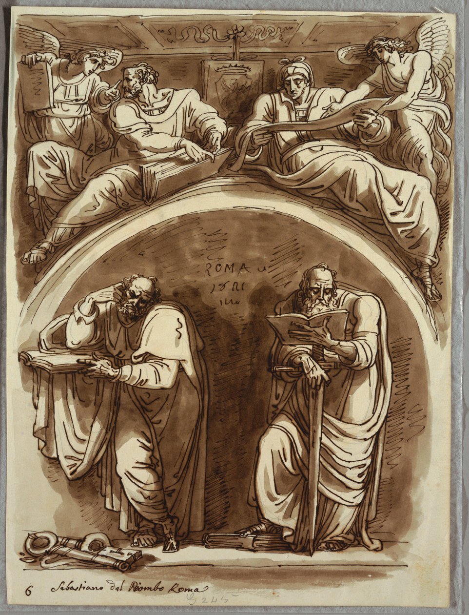 Lunette with Saints Peter and Paul, Matthew and the Prophet Isaiah, Study after Sebastiano del Piombo by Felice Giani