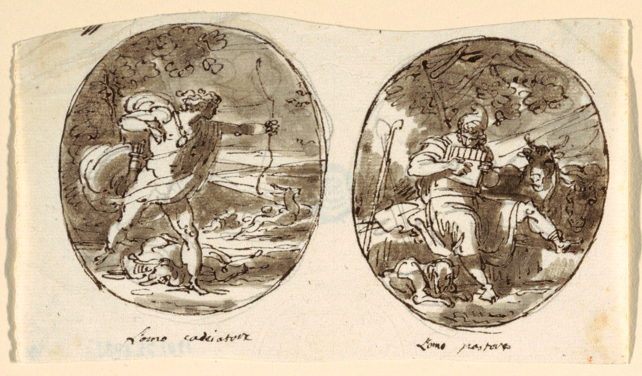 Man the Hunter, Man the Shepherd, Design for Vaulted Ceiling, Sala dei Legislatori, Palazzo Conti-Sinibaldi, Faenza by Felice Giani