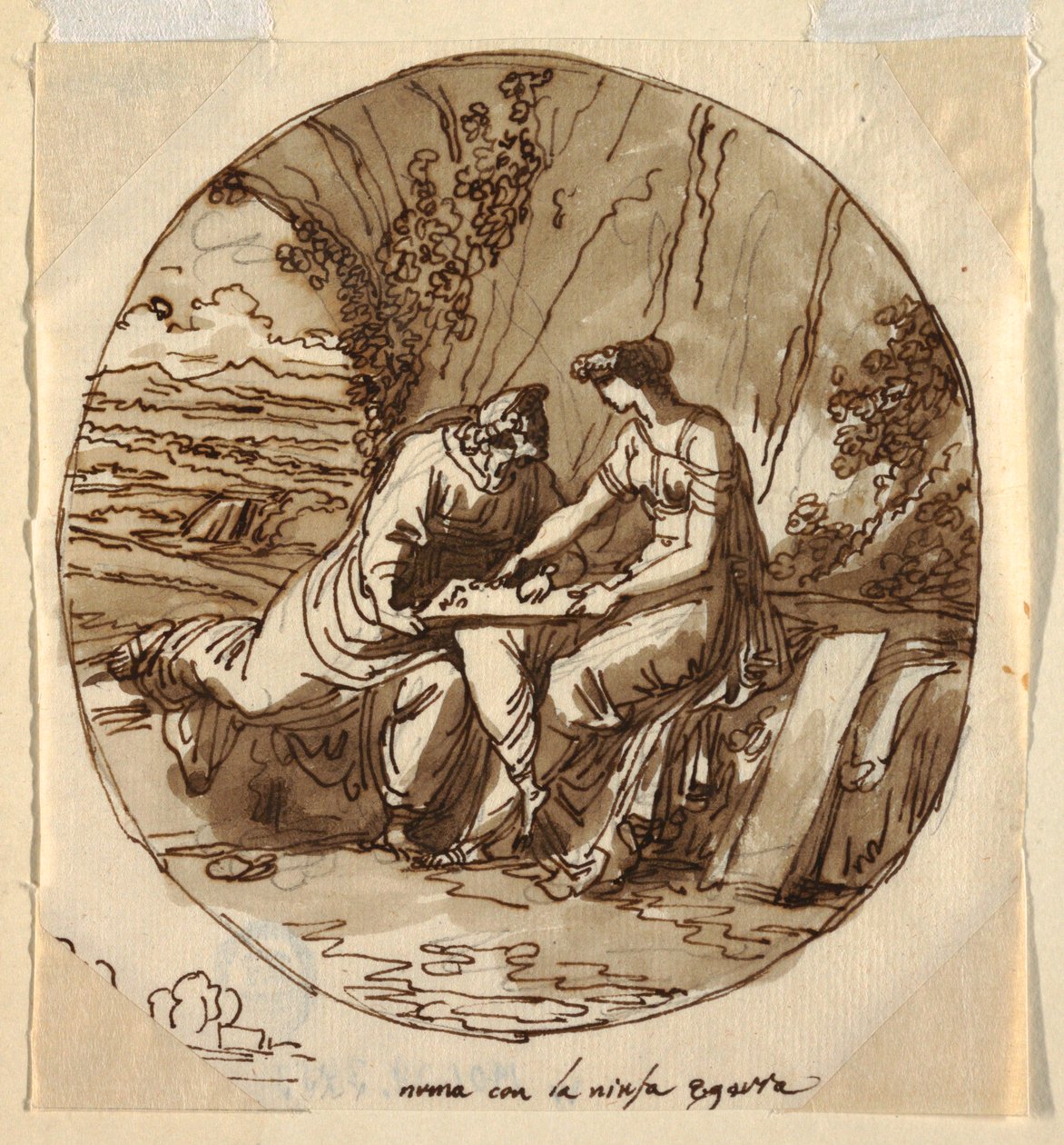 Numa Pompilius and Egeria, Sala di Numa Pompilius, Palazzo Milzetti, Faenza by Felice Giani