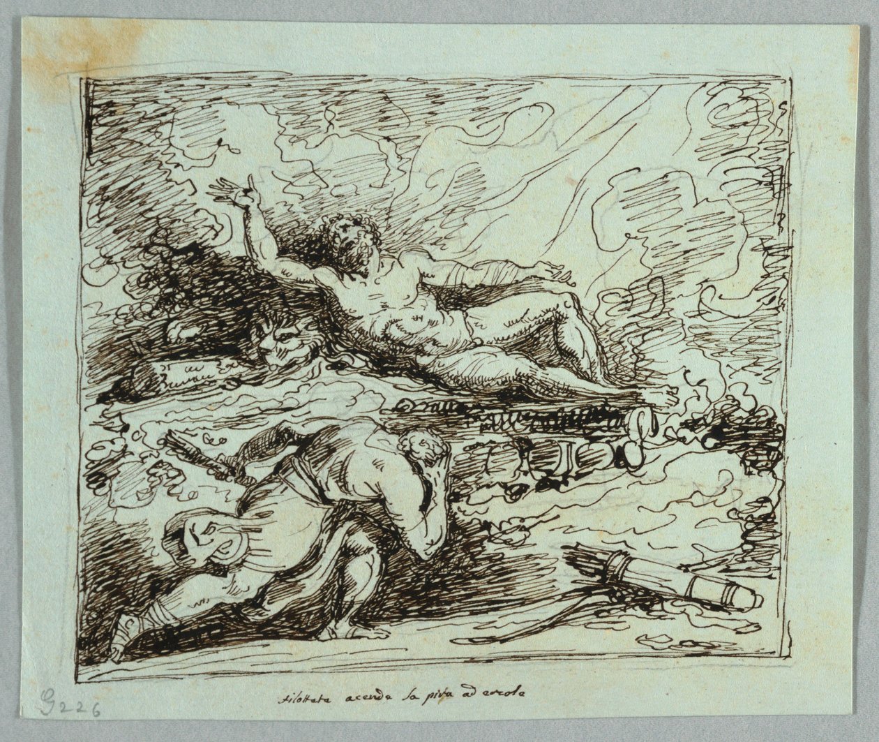 Philoctetes Applies the Torch of Hercules to the Funeral Pyre by Felice Giani