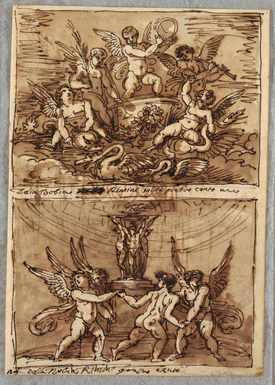 Putti in a Chariot with Dolphins and Swans by Felice Giani