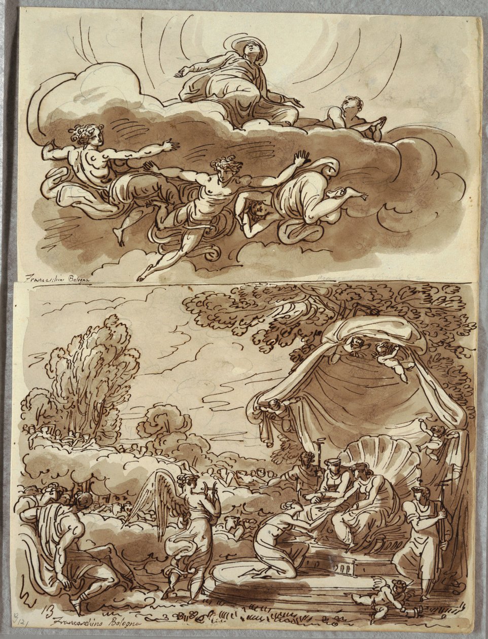 Saint in Ecstasy, After Franceschini; Classicized Version of Vision of St. Catherine of Vigri, Study after Franceschini by Felice Giani