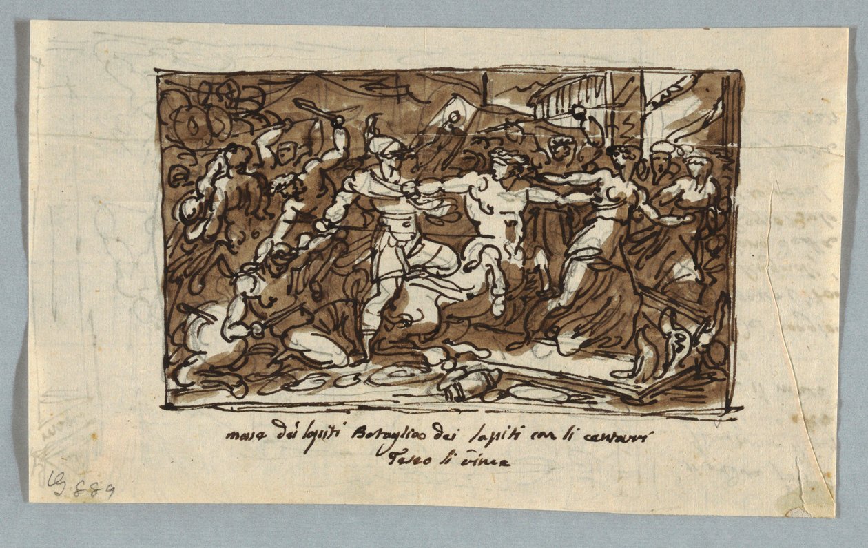 Sketchbook Page: Battle of the Centaurs and Lapiths by Felice Giani