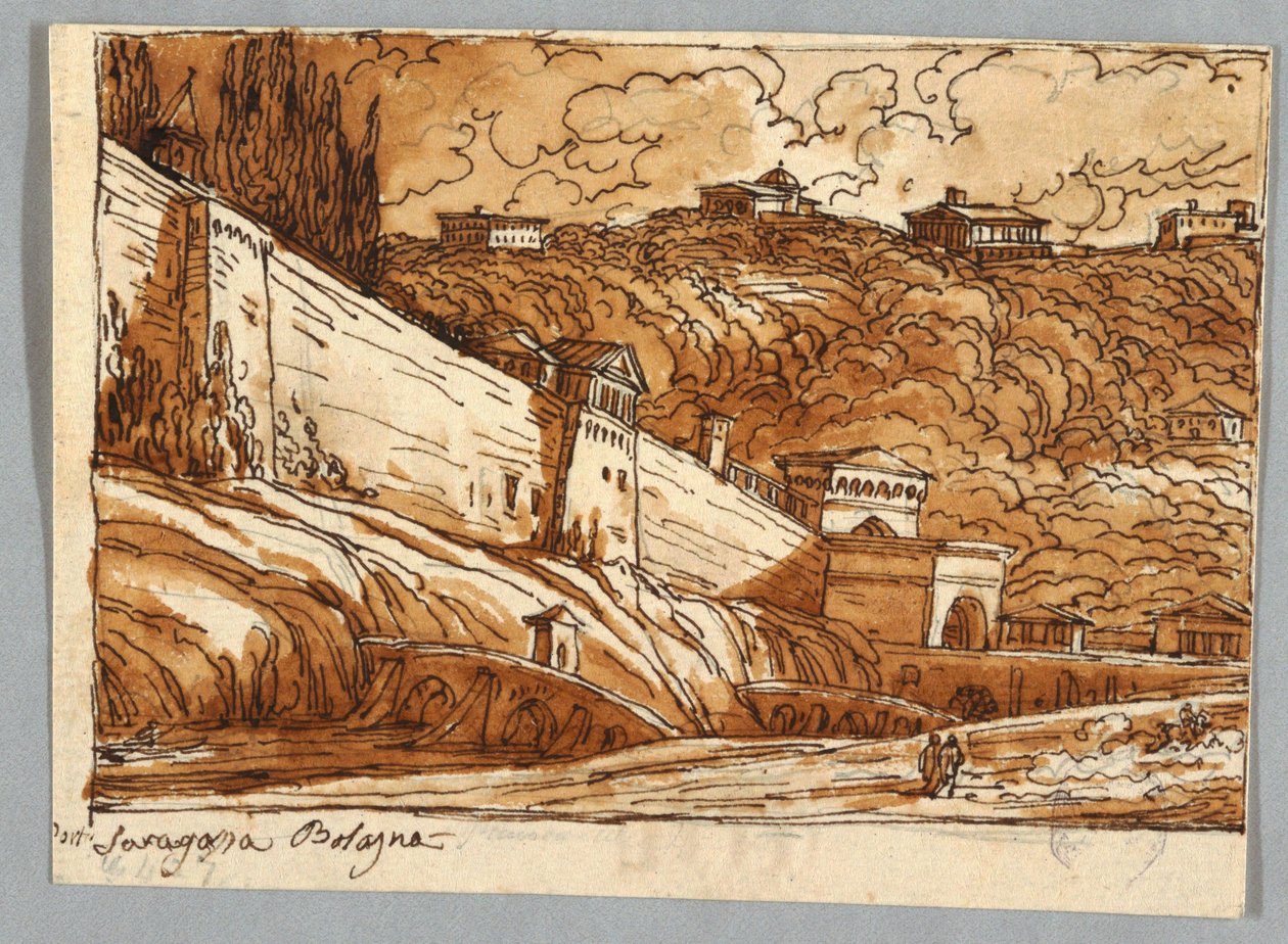 Sketchbook Page, Folio 57: Study after Porta di Saragossa in Bologna; Verso, Architectural Details by Felice Giani