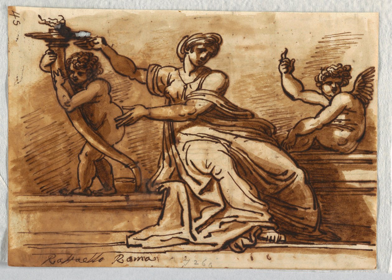 Temperance and Two Winged Angels by Felice Giani