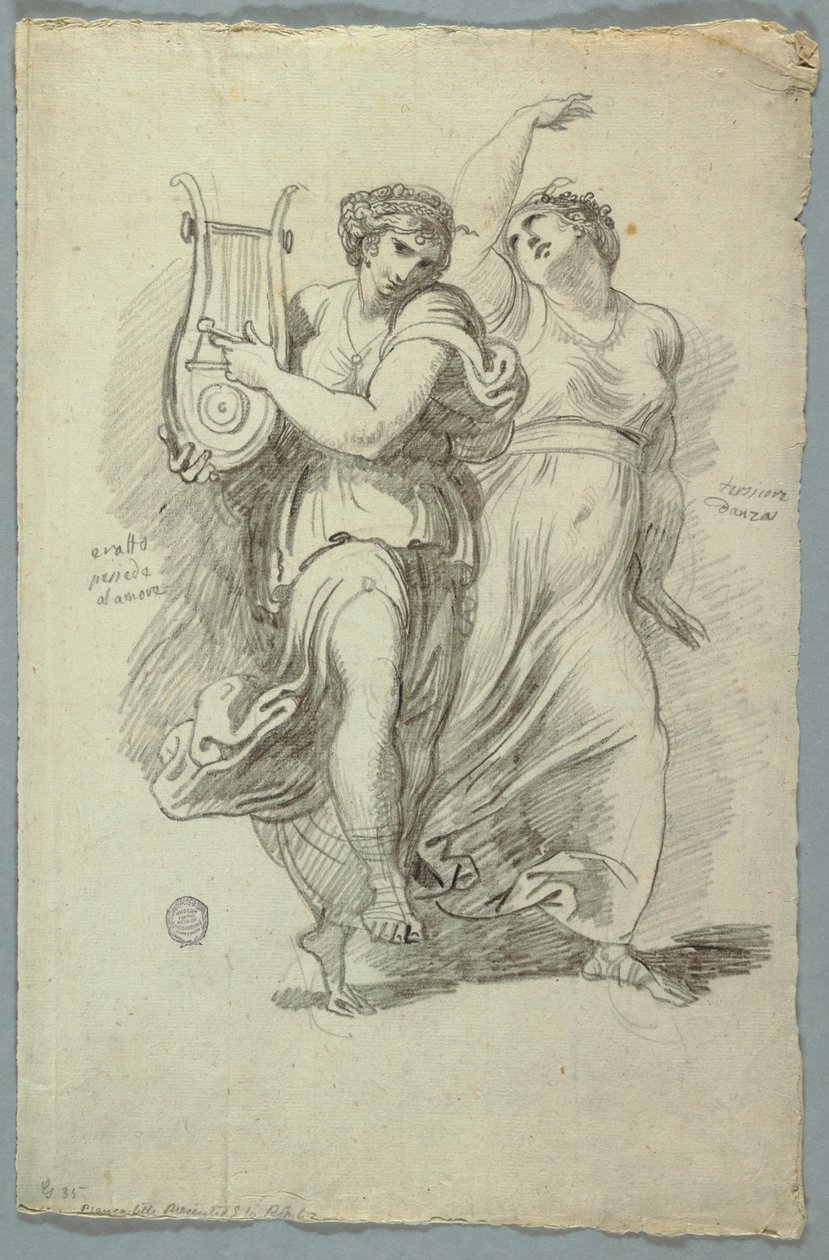 Terpsichore, Muse of Dance and Erato, Muse of Love Poetry by Felice Giani