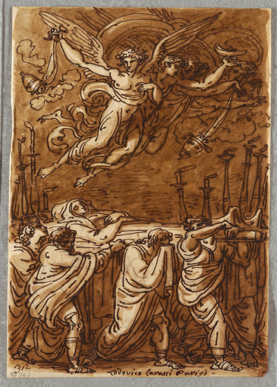 The Apostles Carrying the Body of the Virgin to the Tomb, Study after Lodovico Carracci by Felice Giani