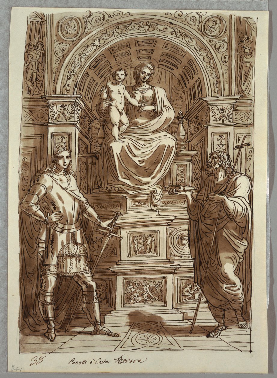 The Madonna and Child Enthroned with Saints; Study after Panetti or Costa by Felice Giani