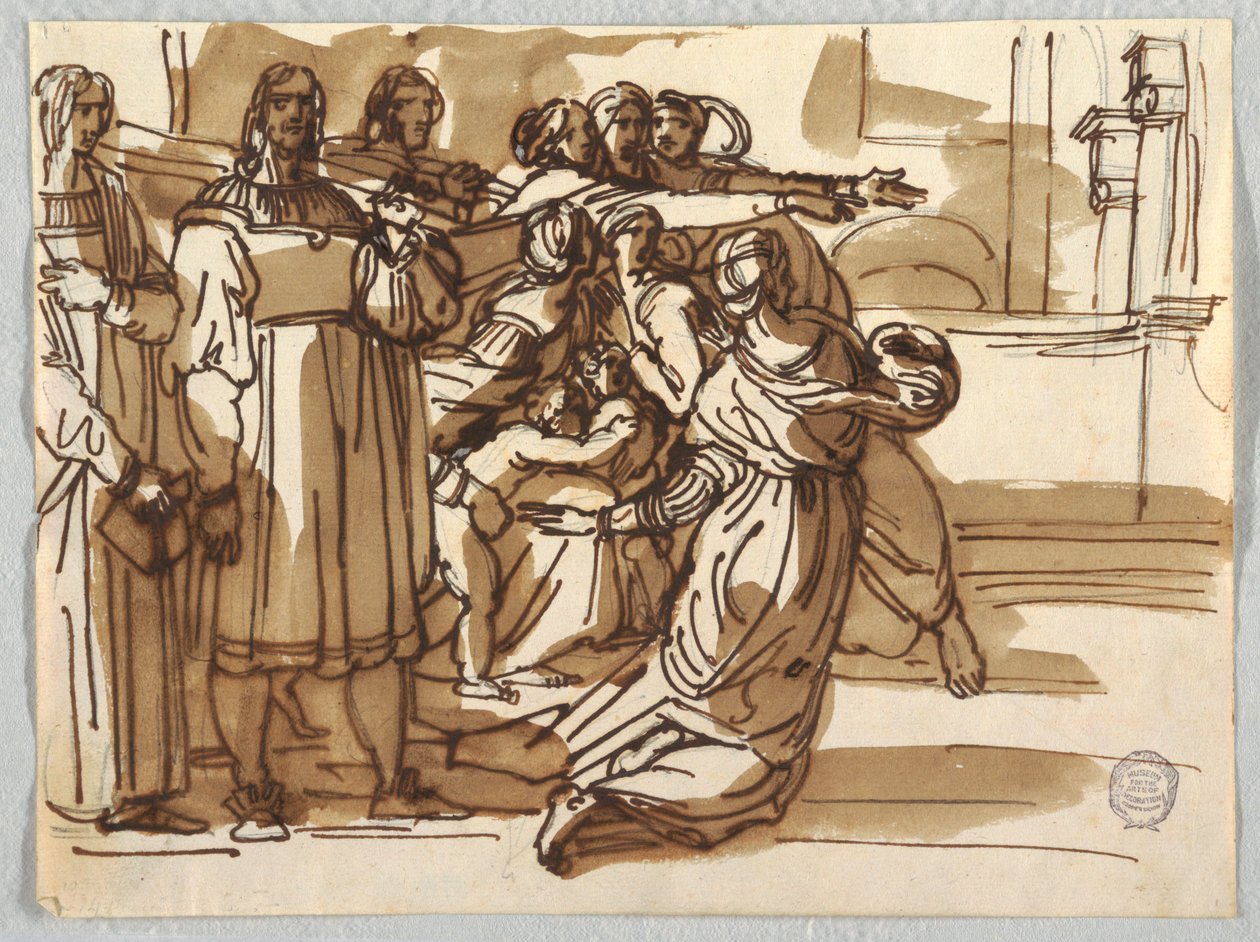 The Prelate and Stool-Bearers and Women near Them in "Expulsion of Heliodorus" after Raphael Sanzio by Felice Giani