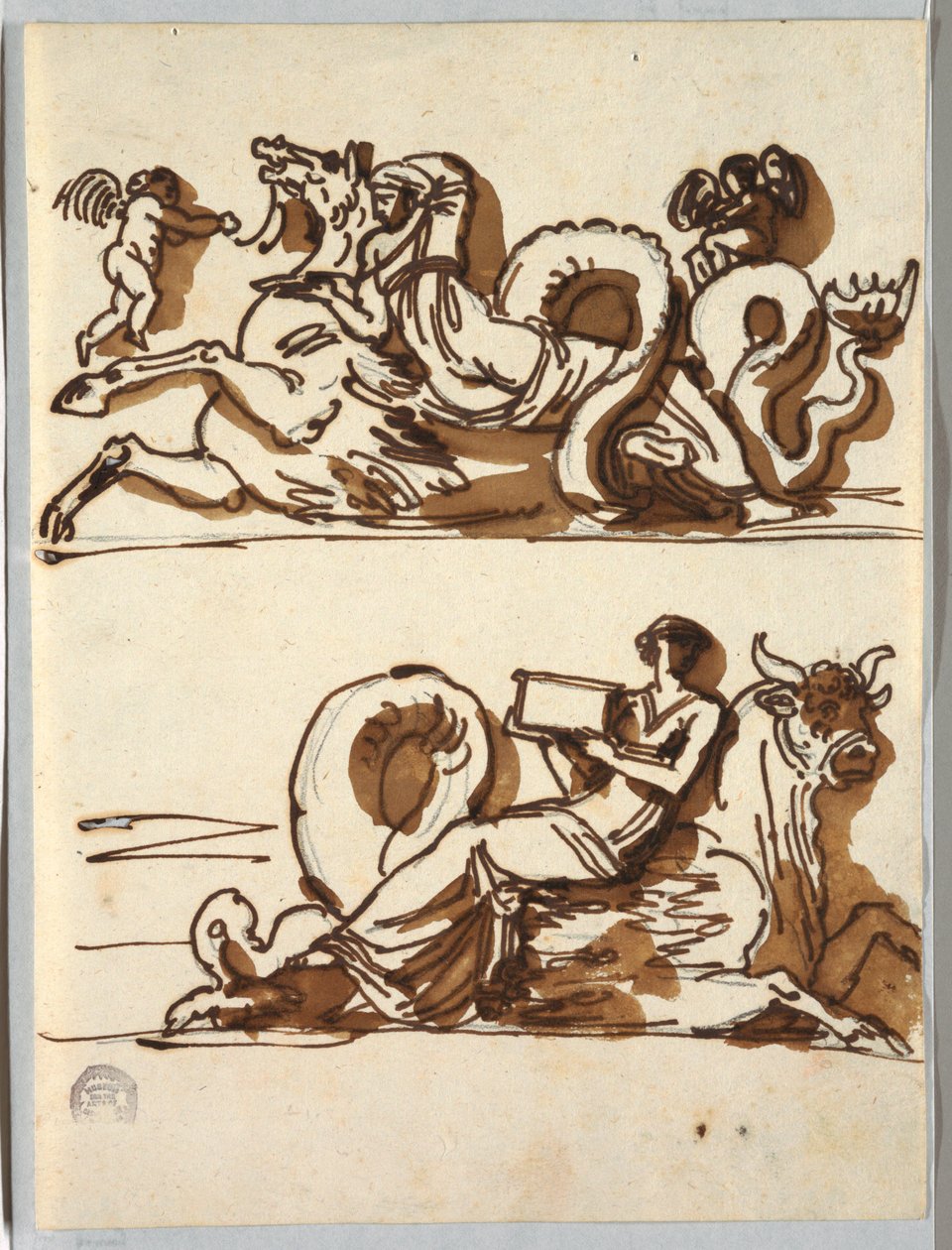 Two Friezes with Women and Sea Monsters by Felice Giani