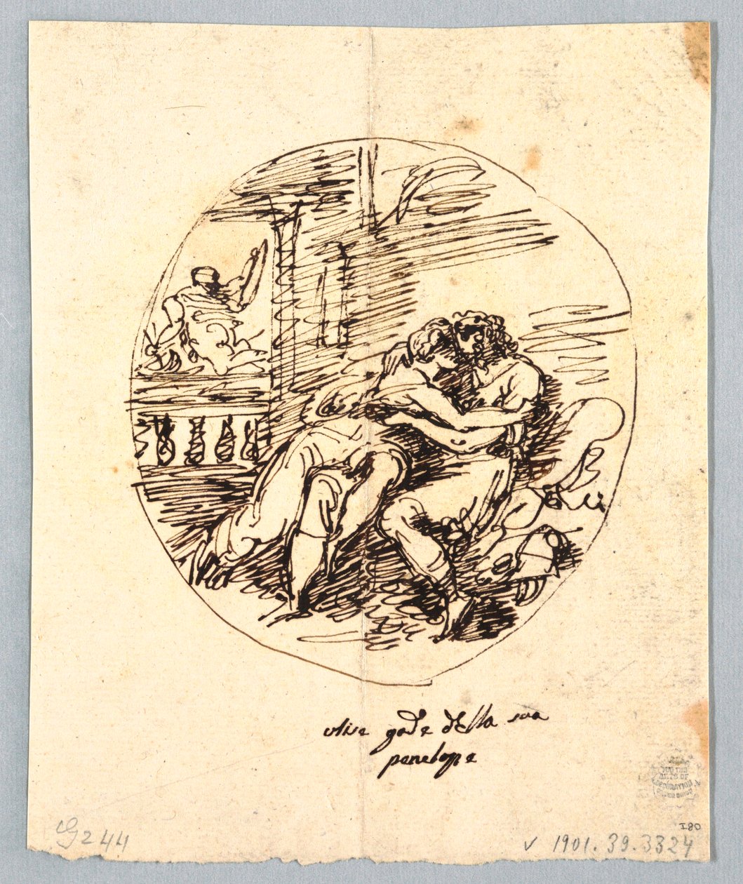 Ulysses and Penelope Embracing Each other by Felice Giani