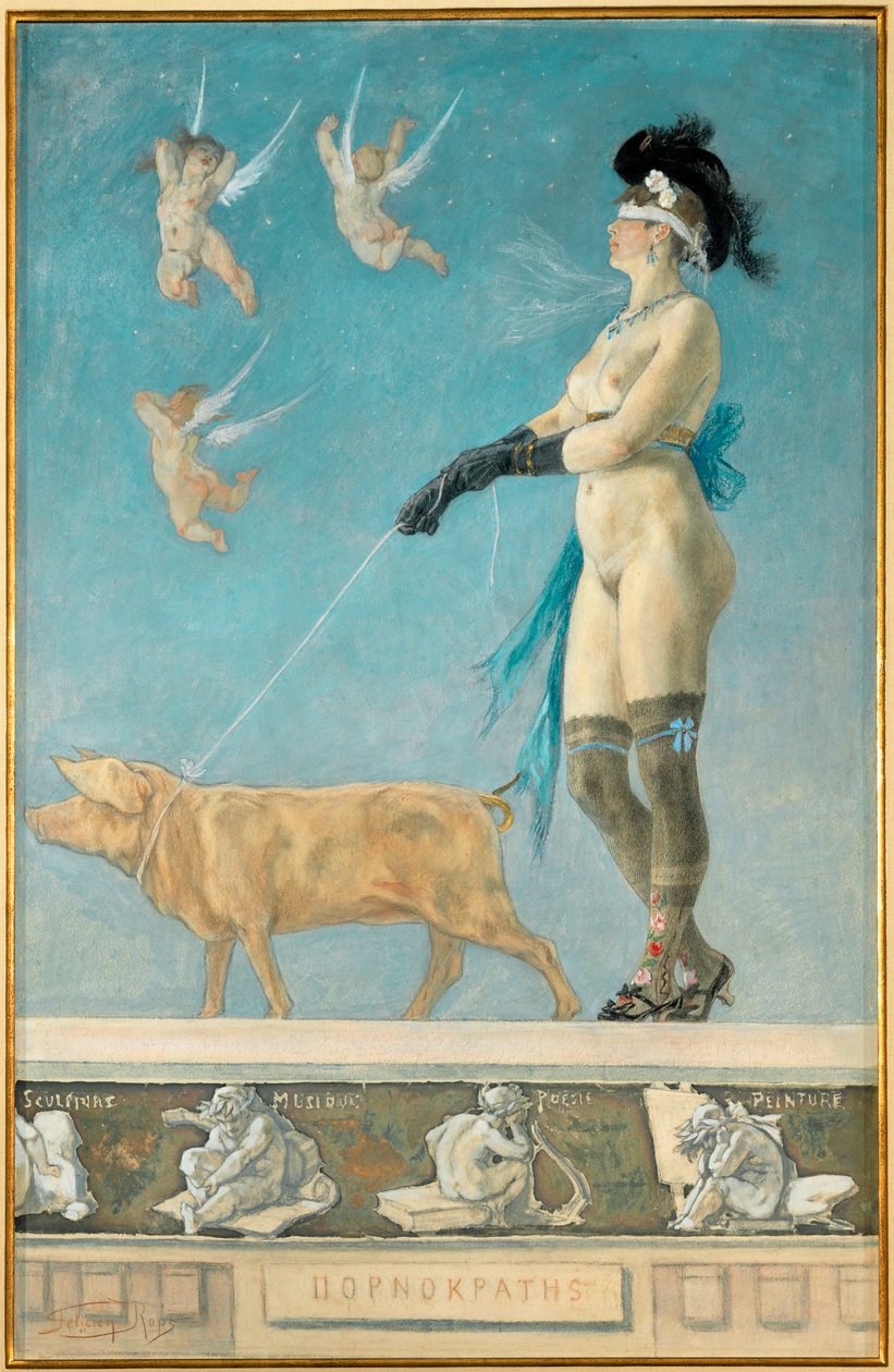 Pornokrates, a Picture of Woman as Eternal Temptress and Daughter of Eve by Felicien Rops