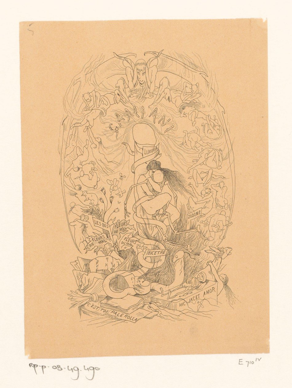 Woman in Amorous Embrace with a Skeleton by Félicien Rops