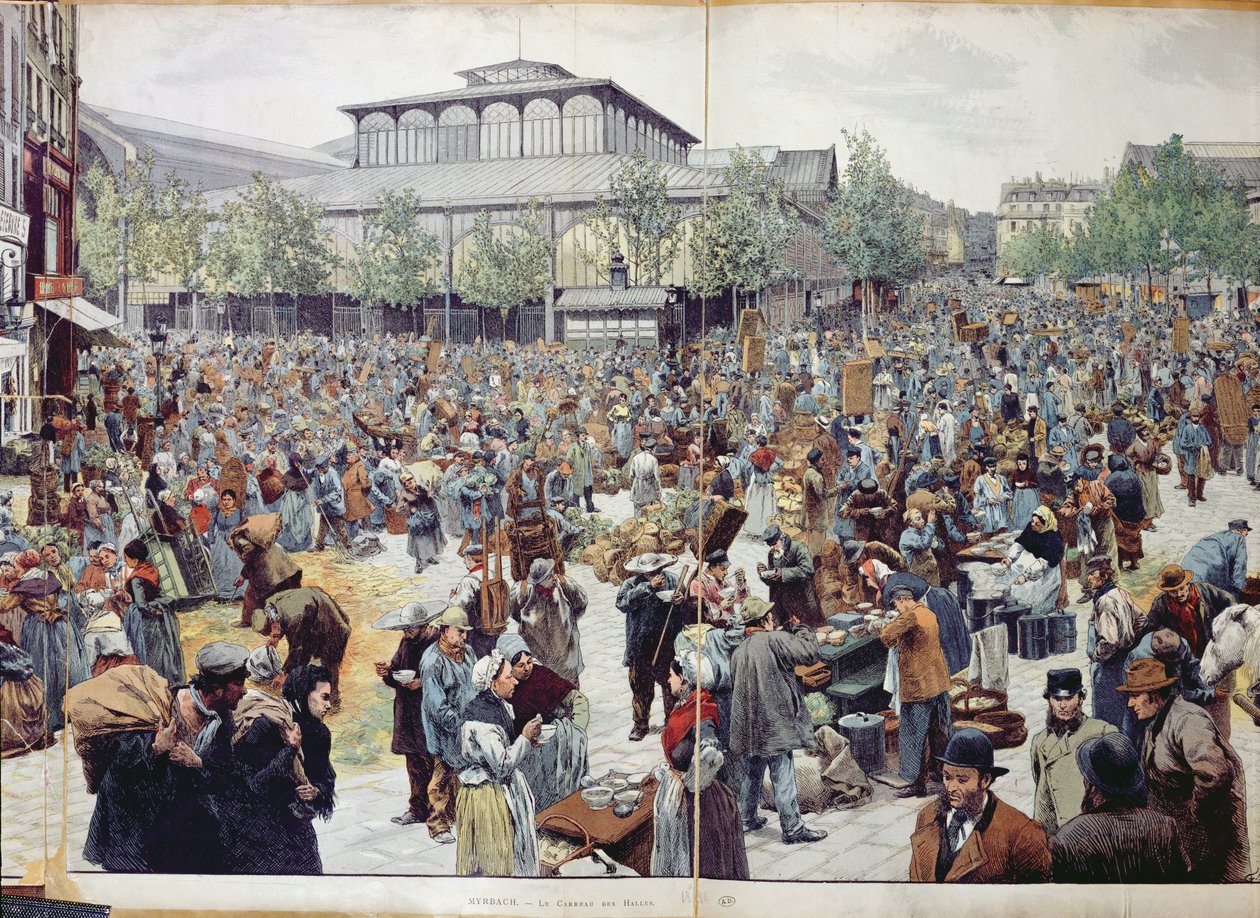 The Market at Les Halles, 1888 by Felicien baron de Myrbach Rheinfeld
