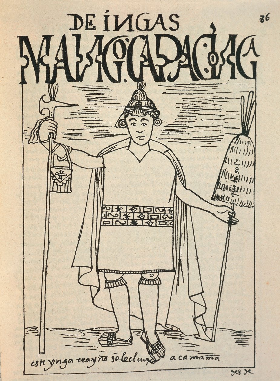 Representation of Manco Capac, the Legendary Incan Founder of the Kingdom of Cusco by Felipe Huaman Poma de Ayala
