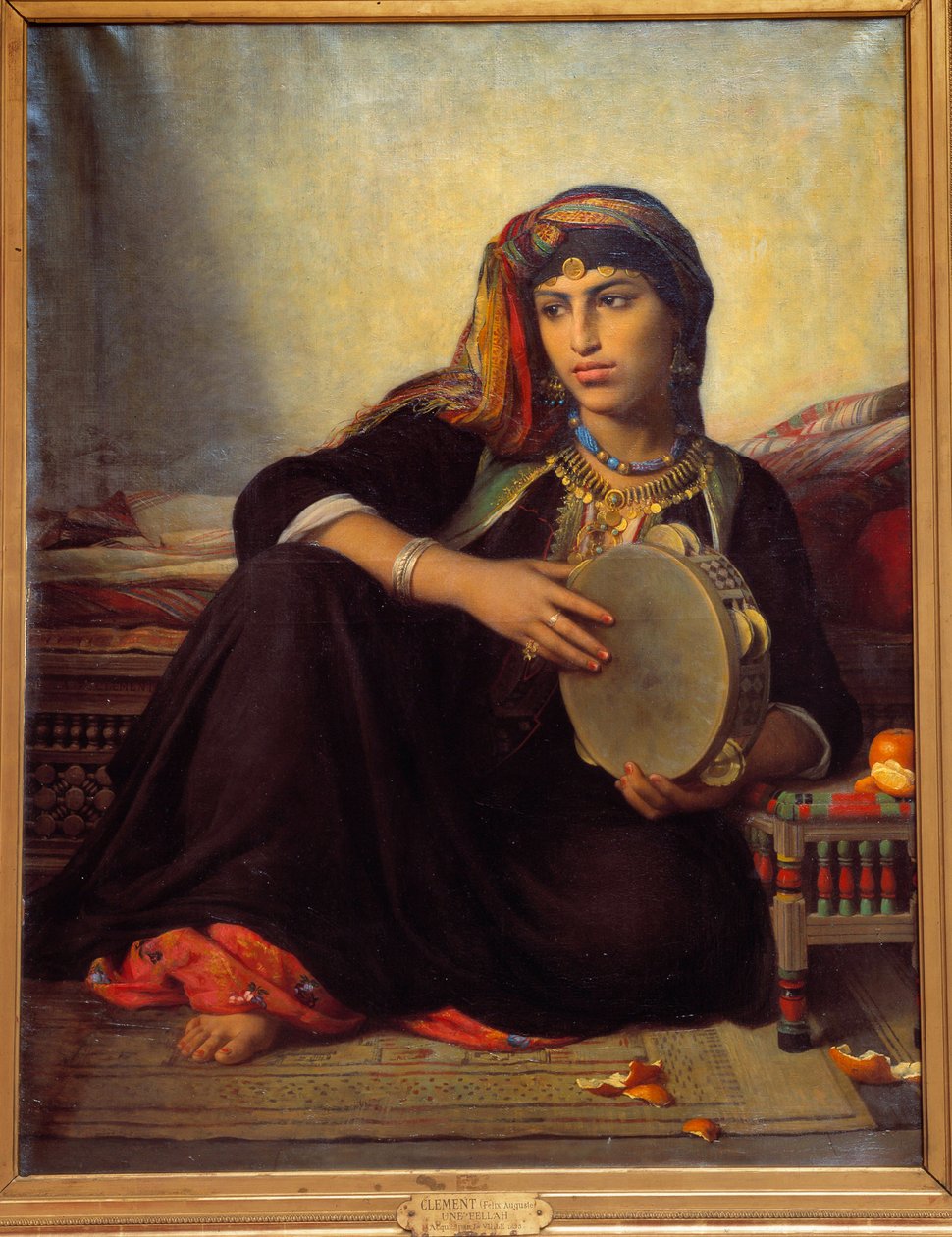 A Fellah Playing Tambourine by Felix Auguste Clement
