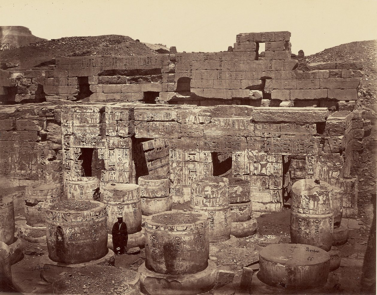 3rd Courtyard of the Great Temple of Medinet-Abou, or the Columns. Thebes by Félix Bonfils
