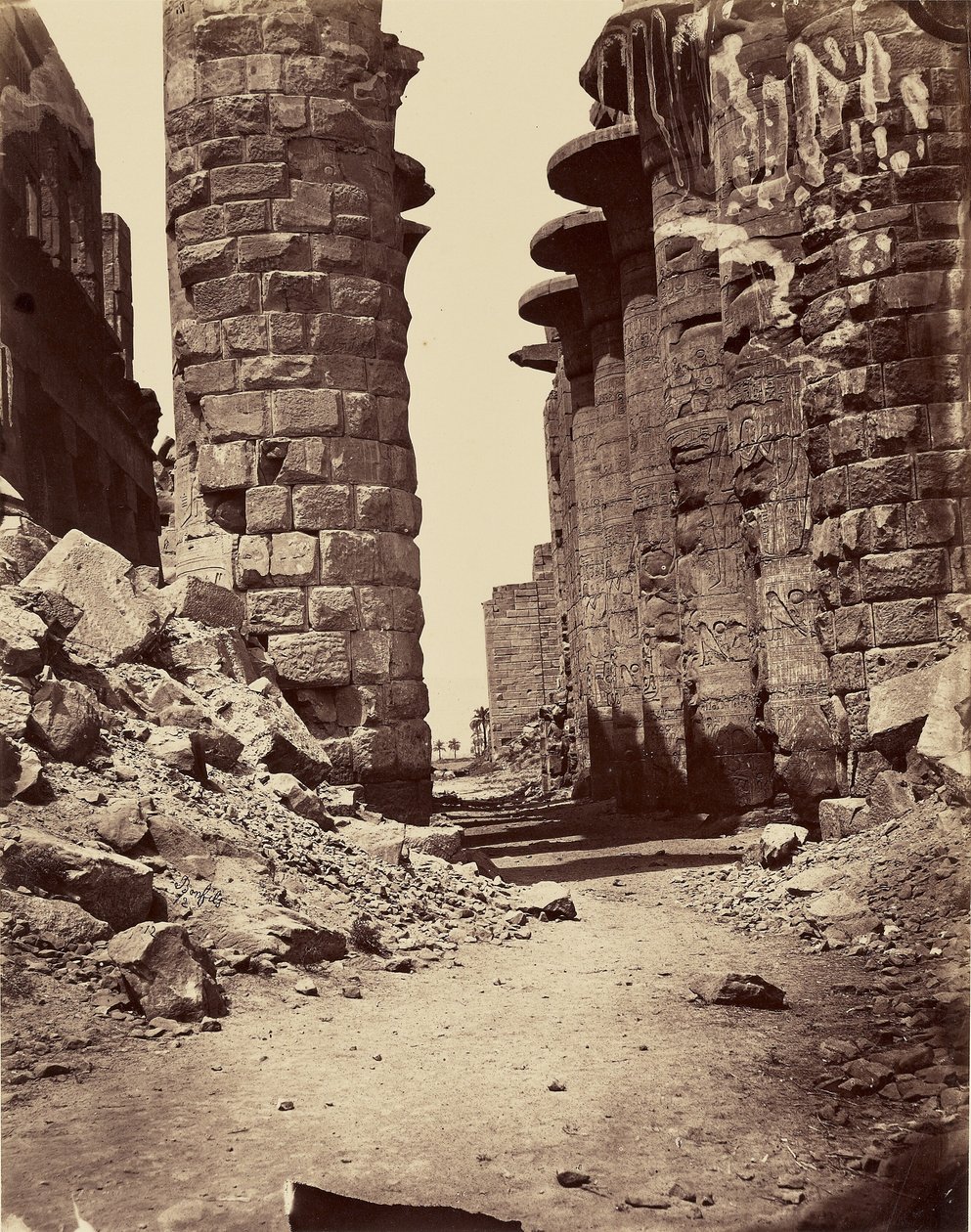 Central Avenue of the Hypostyle Hall, Taken from the East (Karnak) - Thebes by Félix Bonfils