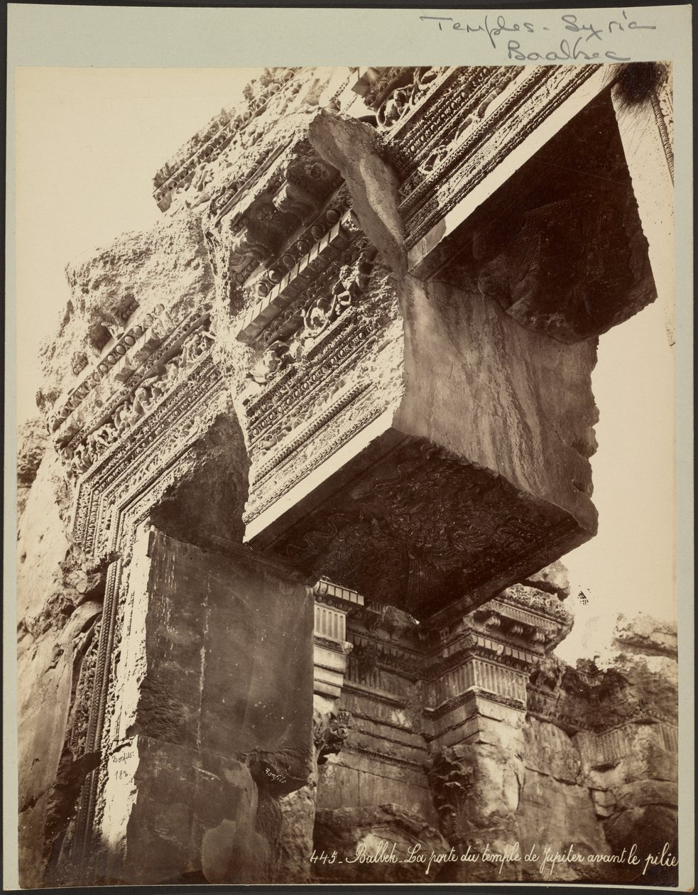 Balbek, The Gate of the Temple of Jupiter Before the Pillar by Félix Bonfils