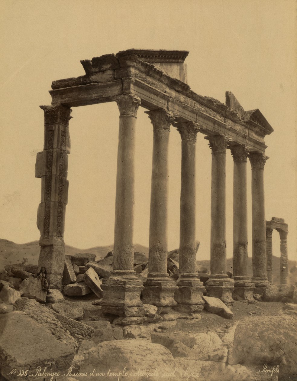 Colonnade and Remains of the Temple in Palmyra, Syria by Félix Bonfils