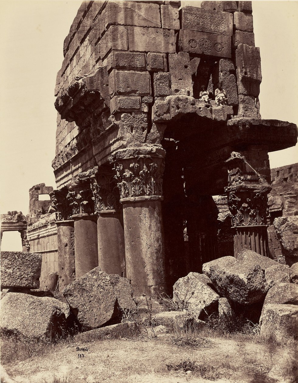 Details of the Capitals of the Columns of the Temple of Jupiter - Baalbek by Félix Bonfils