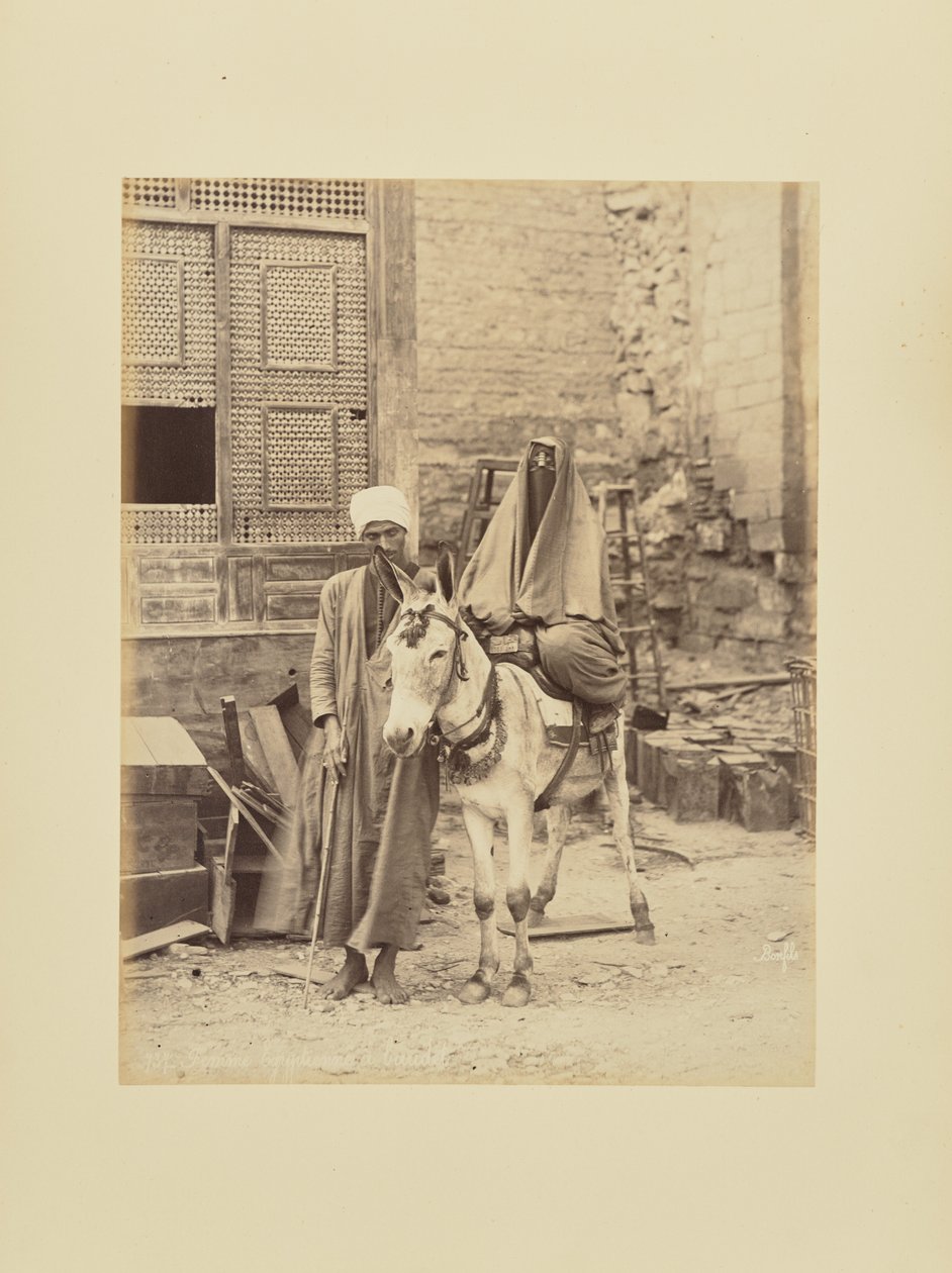 Egyptian Woman with Donkey by Félix Bonfils
